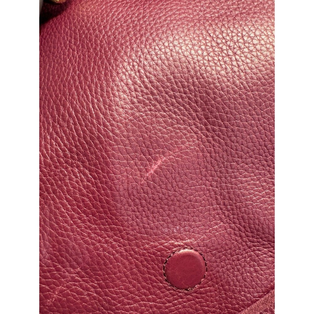 Burgundy Genuine Leather GILI Fringe Slouchy Hobo - Picture 9 of 10